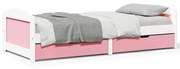 Sofá-cama com 2 gavetas sem colchão 90x200 cm IRUN branco&amp;rosa