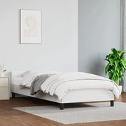 Estrutura de Cama Salu com Cabeceira em Couro Artificial Branco - 90x1