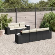 vidaXL 8 pcs conjunto sofás de jardim com almofadões vime PE preto
