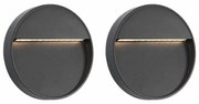 Candeeiros LED de parede exterior 2 pcs 3 W redondo preto