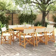 vidaXL 8 pcs cadeiras de jardim dobráveis tecido branco nata