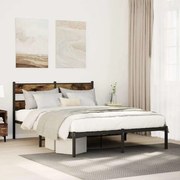 vidaXL Estrutura de cama sem colchão 135x190 cm metal carvalho fumado
