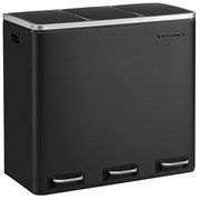 Lixeira de reciclagem SONGMICS, 3 lixeiras triplas de cozinha de 18 L, lixeira com pedal de 3 compartimentos, tampas de fechamento suave, baldes internos de plástico e alças, preta LTB54BK