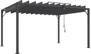 Outsunny Pérgola 390x295x213 cm para Jardim com Desenho de Lâminas Superiores Giratórias até 135° Proteção UV 50+ Cinza | Aosom Portugal