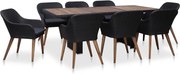 vidaXL 9 pcs conjunto jantar exterior com almofadões vime PE preto