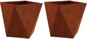 vidaXL Floreira 2 pcs Ferro Enferrujado 40 x 40 x 40 cm