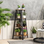 Estante canto de 4 preateleiras Suporte industrial anti-tombamento para plantas para escritório, sala de estar, quarto, 36 x 34 x 126 cm, Castanho Rús