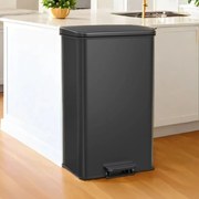 Caixote do lixo para cozinha 40 litros grande com tampa, em aço 34,8 x 32,1 x 55,7 cm Preto