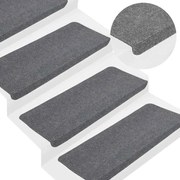 vidaXL Tapetes de escada adesivos 30 pcs 65x24,5x3,5 cm cinzento