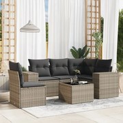 vidaXL 6 pcs conjunto sofás de jardim com almofadões vime cinzento