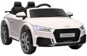 HOMCOM Carro Elétrico Audi TT para Crianças acima de 3 Anos com Controlo Remoto Música e Luzes Bateria 12V 102x60x44 cm Branco