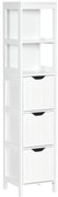 HOMCOM Armário Casa de Banho Estreito com 3 Gavetas e 2 Prateleiras Abertas Estilo Moderno 30x30x141,6 cm Branco | Aosom Portugal