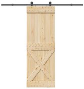 VidaXL Porta de correr com ferragens 80x210 cm madeira de pinho maciça