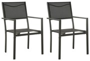 vidaXL Cadeiras de jardim 2 pcs textilene e aço preto/antracite