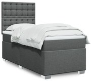 vidaXL Cama com molas/colchão 90x200 cm tecido cinzento-escuro