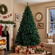 Árvore de Natal Abeto 230 cm com Ramos Articulados 1300 Pontas em PVC Ignífugo Montagem Rápida Base em Aço Ø125x230 cm Verde