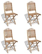 Cadeiras de exterior dobráveis bambu 4 pcs