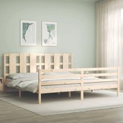 vidaXL Estrutura de cama com cabeceira 200x200 cm madeira maciça