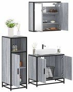 vidaXL 3 pcs Conjunto móveis casa de banho madeira proc. cinza sonoma