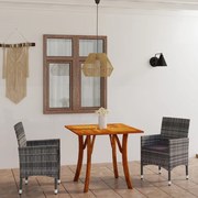 3 pcs conjunto de jantar para jardim cinzento