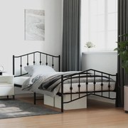 vidaXL Estrutura de cama com cabeceira e pés 100x200 cm metal preto