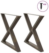 Pés para mesa de jantar 2 peças aço natural 90x(72-73,3) cm aço