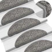 vidaXL Tapetes de escada 10 peças 56x17x3 cm cinza semicircular