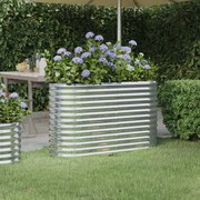 vidaXL Canteiro elevado jardim 114x40x68cm aço revestido a pó prateado