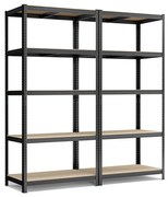 Estantes SONGMICS de 5 níveis, conjunto de 2 estantes de aço para armazenamento, montagem sem ferramentas, para garagem, galpão, capacidade de carga de 600 kg, 50 x 100 x 200 cm, preto GLR050B02