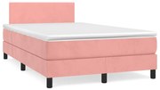 vidaXL Cama boxspring com colchão 120x190 cm veludo rosa