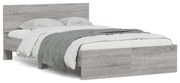 vidaXL Estrutura cama c/ cabeceira/luzes LED 140x200cm cinzento sonoma