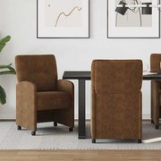 vidaXL Cadeiras de Jantar com Rodas 2 pcs Castanho 57 x 67 x 95 cm