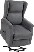 HOMCOM Poltrona relax, Assistência para levantar, Função de deitar, até 200kg, 72,5x94x109cm, Cinzento escuro | Aosom Portugal