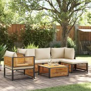 vidaXL 6 pcs conjunto de sofás de jardim com almofadões acácia maciça