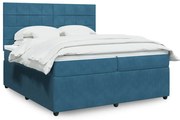 vidaXL Cama com molas/colchão 200x200 cm veludo azul