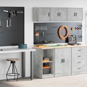 vidaXL Armários de garagem 2 pcs madeira processada cinzento-cimento