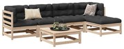 vidaXL 6 pcs conjunto sofás de jardim madeira de pinho maciça