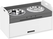 PawHut Comedouro Elevado para Cães com Armário de Armazenamento, 2 Tigelas com Anéis Antiderrapantes, 60 x 30 x 35,5 cm, Branco | Aosom Portugal