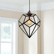 Candeeiro Chandelier Degirmen – Preto e Bronze – Diâmetro 30 cm, Altur