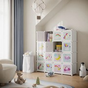Estante infantil com 16 cubos com portas 123 x 31 x 123 cm Branca