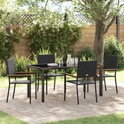 vidaXL Conjunto de Jantar de Jardim 5 Peças Preto em Rattan Sintético