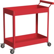 DURHAND Carrinho de oficina servante de oficina a 2 níveis, alça lateral e rodas traváveis, 84,5x38x84 cm, vermelho | Aosom Portugal