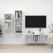 vidaXL 3 pcs conjunto móveis de TV derivados madeira branco brilhante