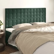 Cabeceira de cama 4 pcs veludo 100x5x78/88 cm verde-escuro