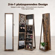 Armário de joias independente com espelho de corpo inteiro para quarto