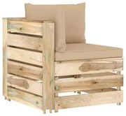 vidaXL Sofá de canto seccional c/ almofadões madeira impregnada verde