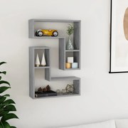 vidaXL Estantes de parede 2 pcs derivados de madeira cinza cimento