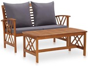 vidaXL 2 pcs conjunto lounge de jardim c/ almofadões acácia maciça