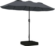 Outsunny Guarda-sol Duplo de Jardim 3x1.5 m, Guarda-sol Externo com Sacos de Areia, Anti UV 50+, Cinza Escuro | Aosom Portugal