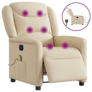 vidaXL Poltrona de massagens reclinável elétrica tecido creme